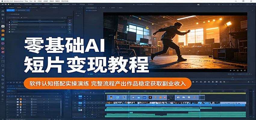零基础AI短片变现教程：软件认知搭配实操演练，完整流程产出作品稳定获取副业收入-云途创业网