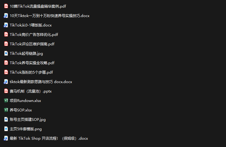 TikTok从0-1实操资料包:养号SOP+爆款公式+投流手册 TikTok从0-1实操资料包:养号SOP+爆款公式+投流手册