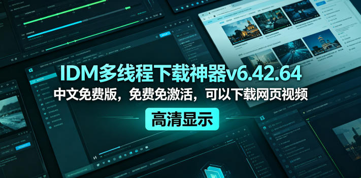 IDM多线程下载神器v6.42.64中文免费版，免费免激活，可以下载网页视频（例如飞书文档内的视频）