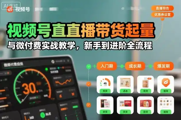 视频号直播带货起量与微付费实战教学，新手到进阶全流程(更新26年10月)-云途创业网