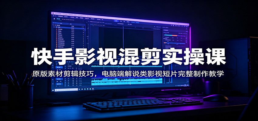 快手影视混剪实操课：原版素材剪辑技巧，电脑端解说类影视短片完整制作教学-云途创业网