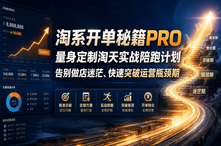 淘系开单秘籍PRO,量身定制淘天实战陪跑计划,告别做店迷茫、快速突破运营瓶颈期(20260715)-云途创业网
