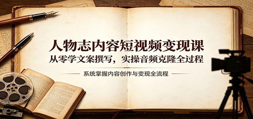 人物志内容短视频变现课：从零学文案撰写，实操音频克隆全过程-云途创业网