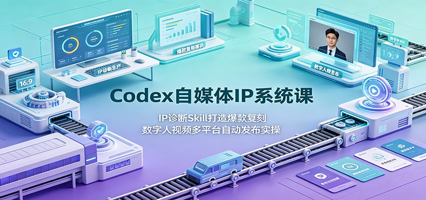 Codex自媒体IP系统课:IP诊断Skill打造爆款复刻,数字人视频多平台自动发布实操-云途创业网