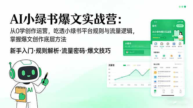 AI 小绿书爆文实战营:从0学创作运营,吃透小绿书平台规则与流量逻辑,掌握爆文创作底层方法-云途创业网