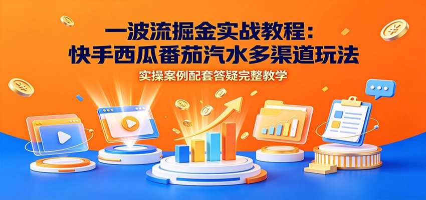 一波流掘金实战教程：快手西瓜番茄汽水多渠道玩法，实操案例配套答疑完整教学-云途创业网