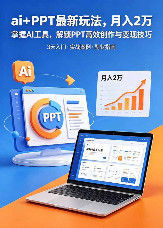 ai+PPT最新玩法，月入2万掌握AI工具，解锁PPT高效创作与变现技巧3天入门，实战案例·副业指南-云途创业网