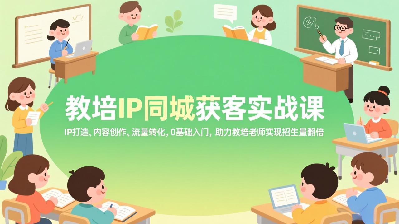 教培IP同城获客实战课，IP打造、内容创作、流量转化，0基础入门，助力教培老师实现招生量翻倍-云途创业网
