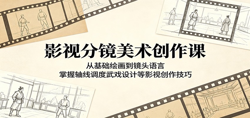影视分镜美术创作课：从基础绘画到镜头语言，掌握轴线调度武戏设计等影视创作技巧-云途创业网