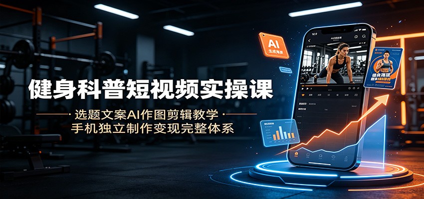 健身科普短视频实操课：选题文案AI作图剪辑教学，手机独立制作变现完整体系-云途创业网