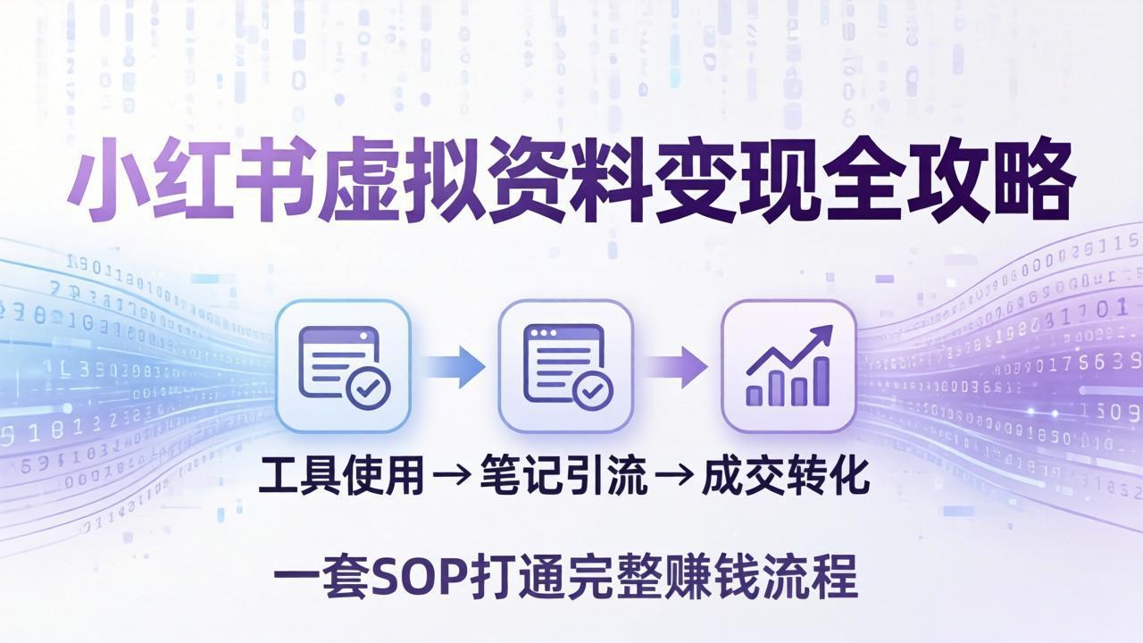 小红书虚拟资料变现全攻略：从工具使用到笔记引流成交，一套 SOP 打通完整赚钱流程-云途创业网