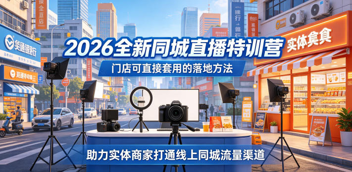 2026全新同城直播特训营,门店可直接套用的落地方法,助力实体商家打通线上同城流量渠道