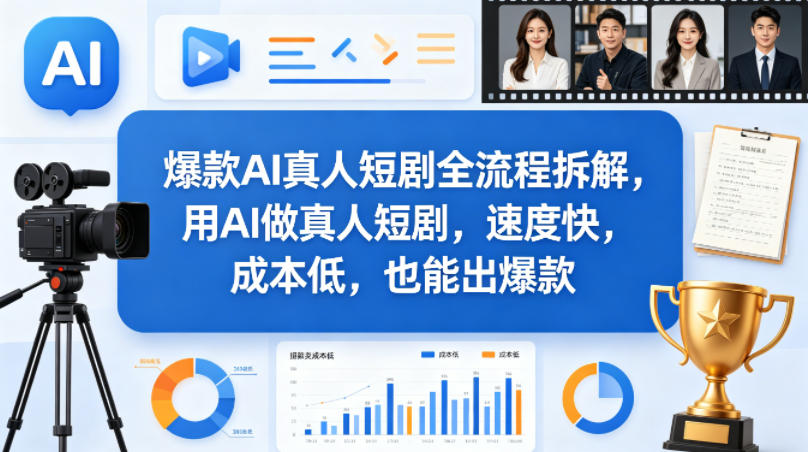 爆款AI真人短剧全流程拆解,用AI做真人短剧,速度快,成本低,也能出爆款-云途创业网