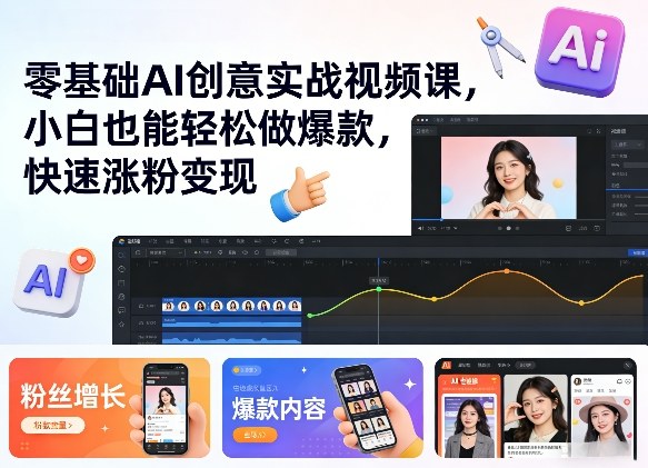 零基础AI创意实战视频课，小白也能轻松做爆款，快速涨粉变现-云途创业网