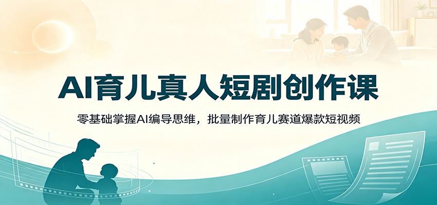 AI育儿真人短剧创作课：零基础掌握AI编导思维，批量制作育儿赛道爆款短视频-云途创业网