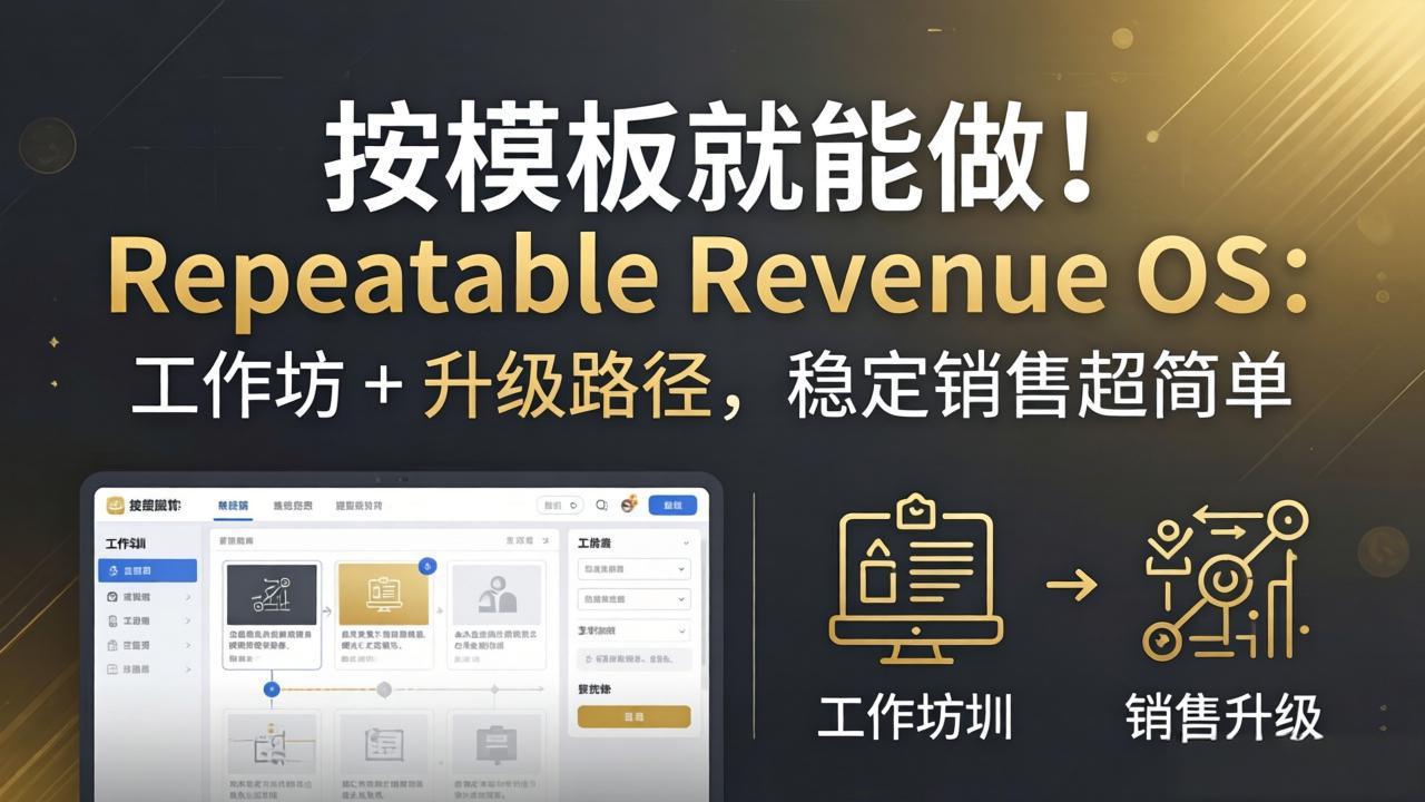 按模板就能做！Repeatable Revenue OS：工作坊 + 升级路径，稳定销售超简单-云途创业网
