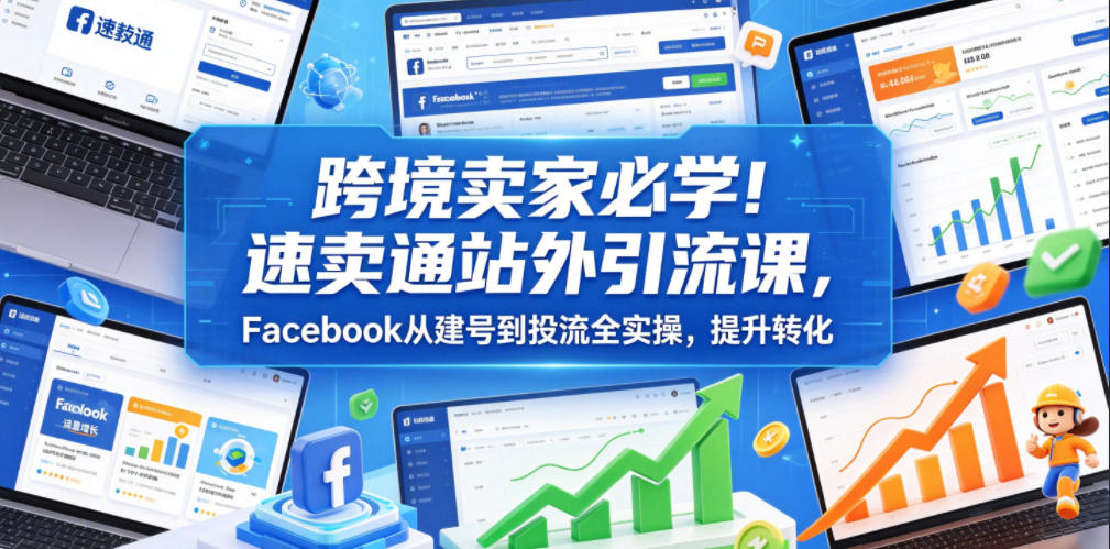 跨境卖家必学!速卖通站外引流课,Facebook从建号到投流全实操,提升转化-云途创业网