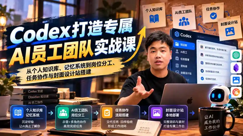 【无水印】Codex打造专属AI员工团队实战课：从个人知识库、记忆系统到岗位分工、任务协作与封面设计站搭建-云途创业网