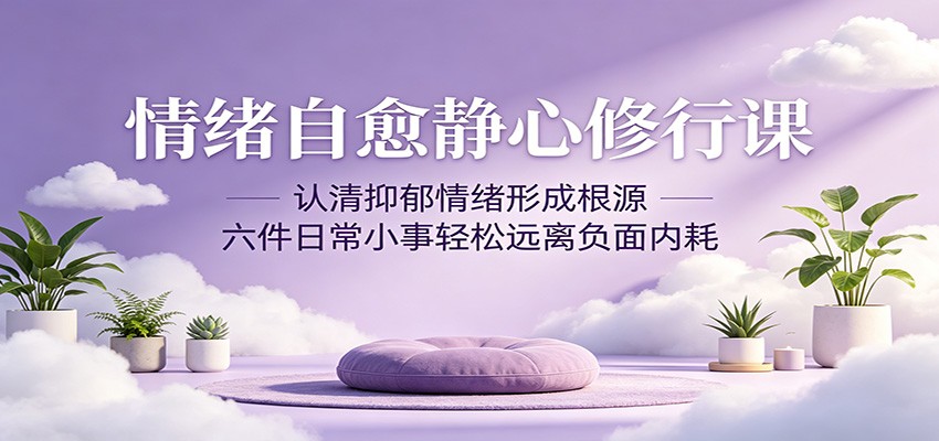 情绪自愈静心修行课：认清抑郁情绪形成根源，六件日常小事轻松远离负面内耗-云途创业网