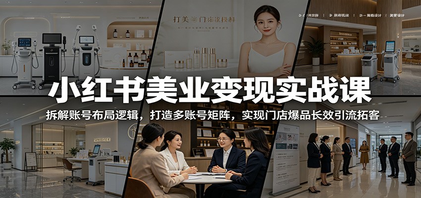小红书美业变现实战课:拆解账号布局逻辑,打造多账号矩阵,实现门店爆品长效引流拓客-云途创业网