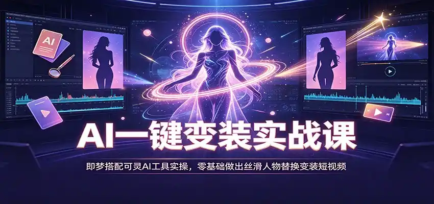 AI一键变装实战课:即梦搭配可灵AI工具实操,零基础做出丝滑人物替换变装短视频-云途创业网
