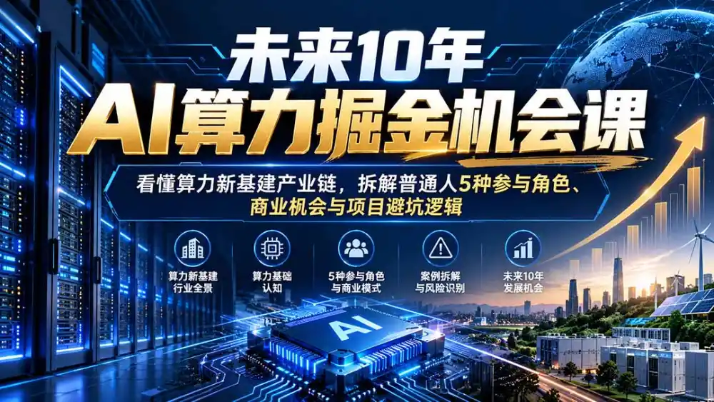 未来10年AI算力掘金机会课：看懂算力新基建产业链，拆解普通人5种参与角色、商业机会与项目避坑逻辑-云途创业网