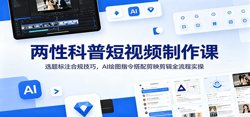 两性科普短视频制作课：选题标注合规技巧，AI绘图指令搭配剪映剪辑全流程实操-云途创业网