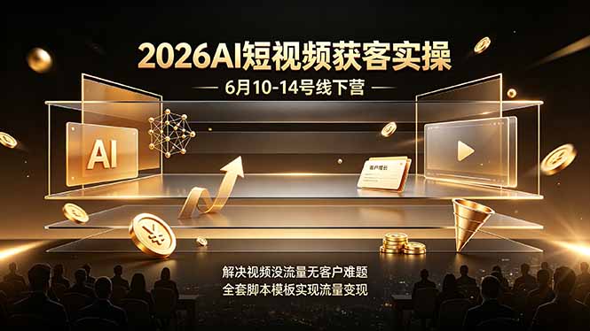 2026AI短视频获客实操6月10-14号线下营,解决视频没流量无客户难题,全套脚本模板实现流量变现-云途创业网