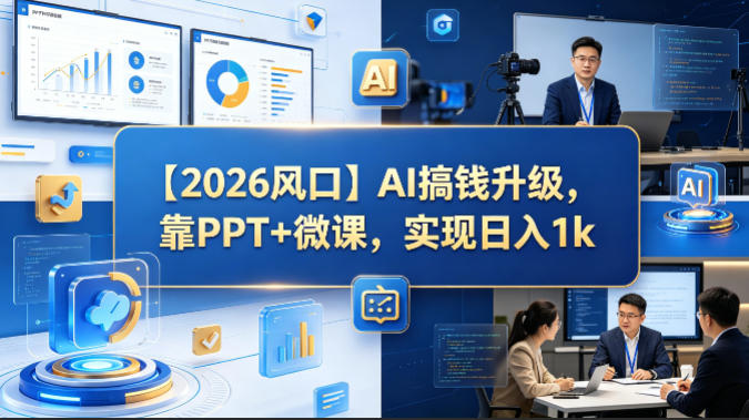 【2026风口】AI搞钱升级,靠PPT+微课,实现日入1k-云途创业网