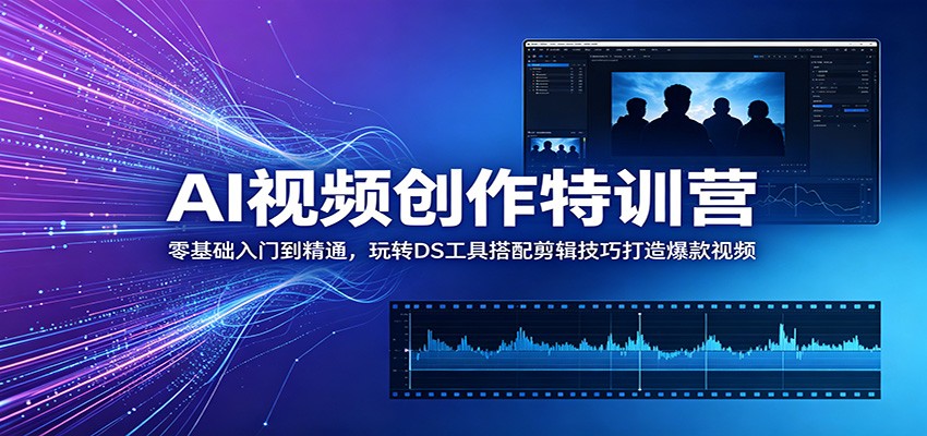 AI视频创作特训营：零基础入门到精通，玩转DS工具搭配剪辑技巧打造爆款视频-云途创业网