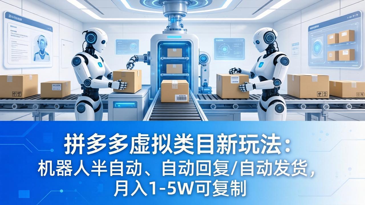 拼多多虚拟类目新玩法：机器人半自动、自动回复 /自动发货，月入 1-5W 可复制-云途创业网
