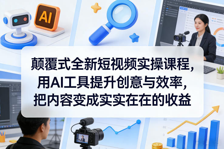 颠覆式全新短视频实操课程,用AI工具提升创意与效率,把内容变成实实在在的收益-云途创业网