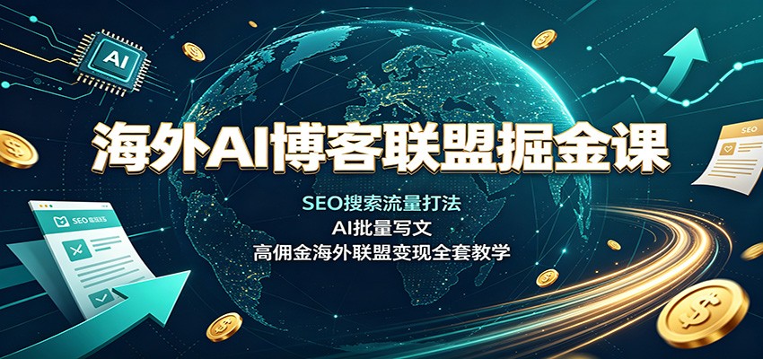 海外AI博客联盟掘金课:SEO搜索流量打法,AI批量写文,高佣金海外联盟变现全套教学-云途创业网