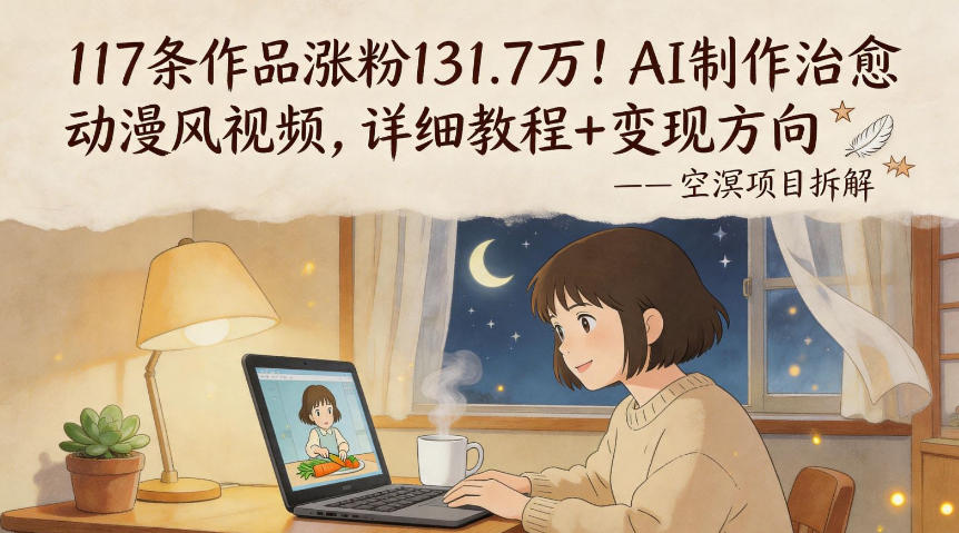 117条作品涨粉131.7W！AI制作治愈动漫风视频，详细教程+变现方向-云途创业网