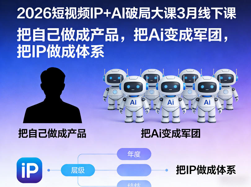 2026短视频IP+AI破局大课3月线下课,把自己做成产品,把Ai变成军团,把IP做成体系-云途创业网