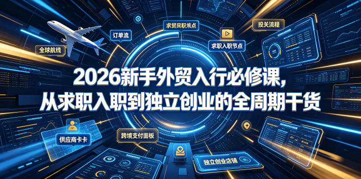2026新手外贸入行必修课,从求职入职到独立创业的全周期干货-云途创业网