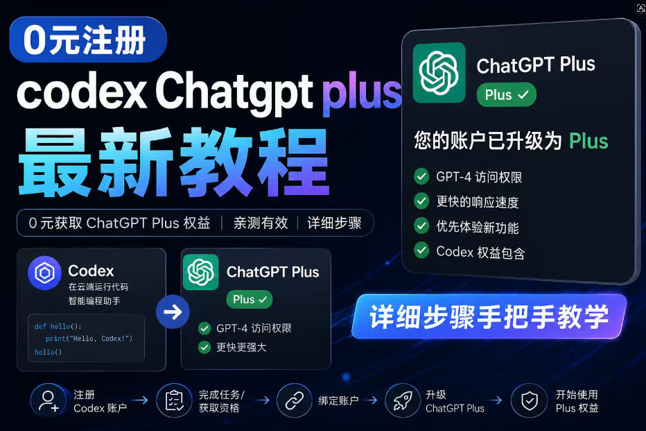 0元全自动注册codex gpt plus最新教程,0元获取GPT Plus权益,手把手详细教学-云途创业网