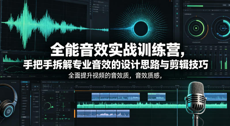 全能音效实战训练营,手把手拆解专业音效的设计思路与剪辑技巧,全面提升视频的音效质感