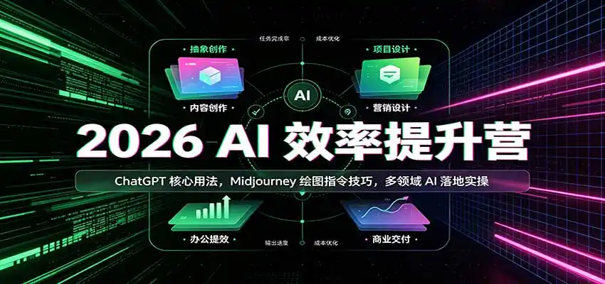 2026 AI效率提升营:ChatGPT核心用法,Midjourney绘图指令技巧,多领域AI落地实操-云途创业网