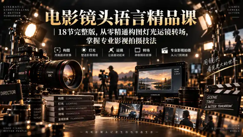 电影镜头语言精品课｜18节完整版，从零精通构图灯光运镜转场，掌握专业影视拍摄技法-云途创业网