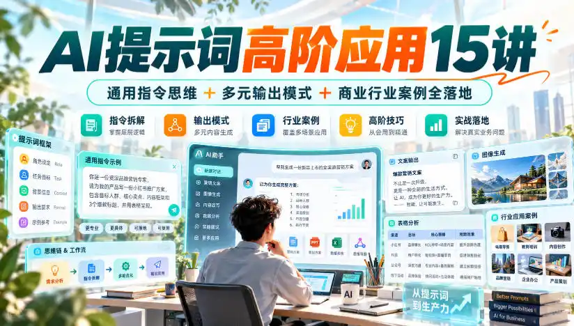 AI提示词高阶应用15讲｜通用指令思维+多元输出模式+商业行业案例全落地-云途创业网