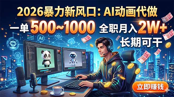 2026暴力新风口：AI动画代做，一单500~1000，全职月入2W+，长期可干-云途创业网