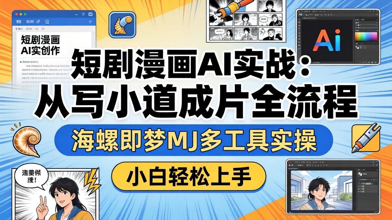 短剧漫画AI实战：从写小说到成片全流程，海螺即梦MJ多工具实操，小白轻松上手-云途创业网