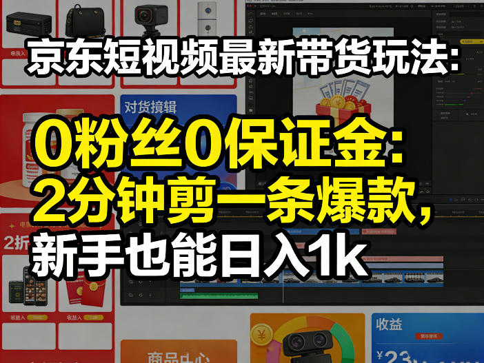 京东短视频最新带货玩法,0粉丝0保证金,2分钟剪一条爆款,新手也能日入1k+【揭秘】-云途创业网