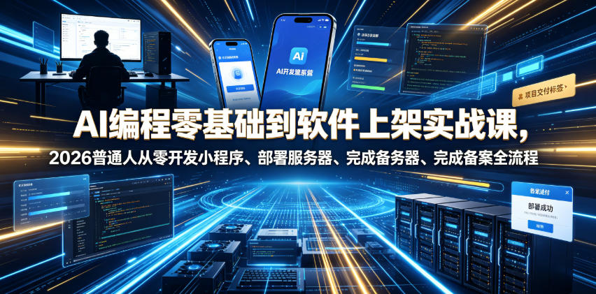 AI编程零基础到软件上架实战课，2026普通人从零开发小程序、部署服务器、完成备案全流程项目落地教程-云途创业网