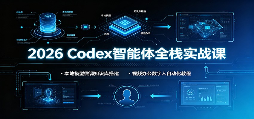 2026 Codex智能体全栈实战课：本地模型微调知识库搭建，视频办公数字人自动化教程-云途创业网