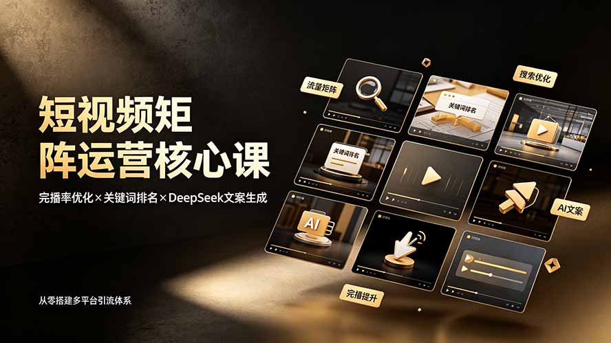 短视频矩阵运营核心课:完播率优化×关键词排名×DeepSeek文案生成,从零搭建多平台引流体系-云途创业网