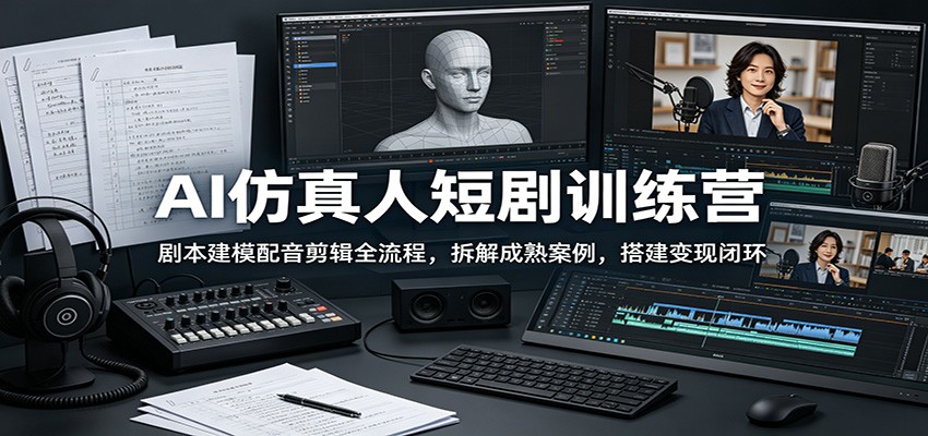 AI仿真人短剧训练营：剧本建模配音剪辑全流程，拆解成熟案例，搭建变现闭环-云途创业网