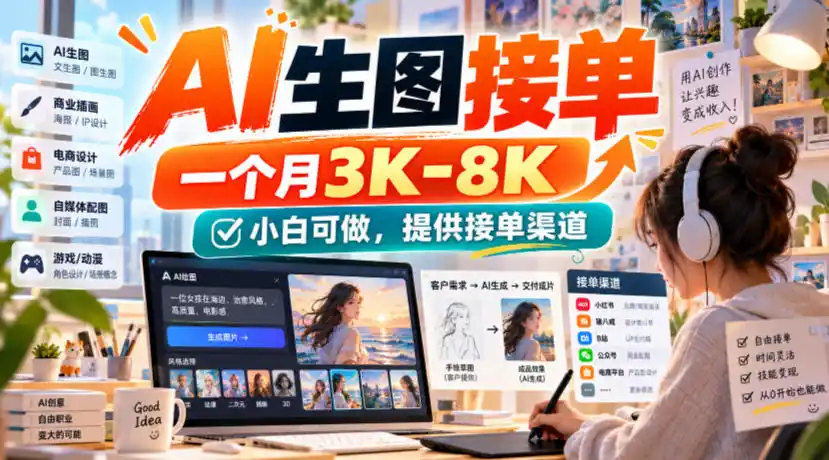 AI生图接单，一个月3K-8K，小白可做，提供接单渠道-云途创业网