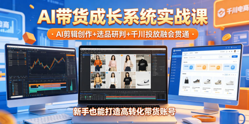 AI带货成长系统实战课,AI剪辑创作+选品研判+千川投放融会贯通,新手也能打造高转化带货账号(更新2026年)-云途创业网